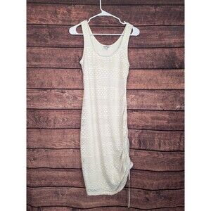Guess Size S Cream Sleeveless Scoop Neck Stretch Body Conforming Sheath‎ Dress